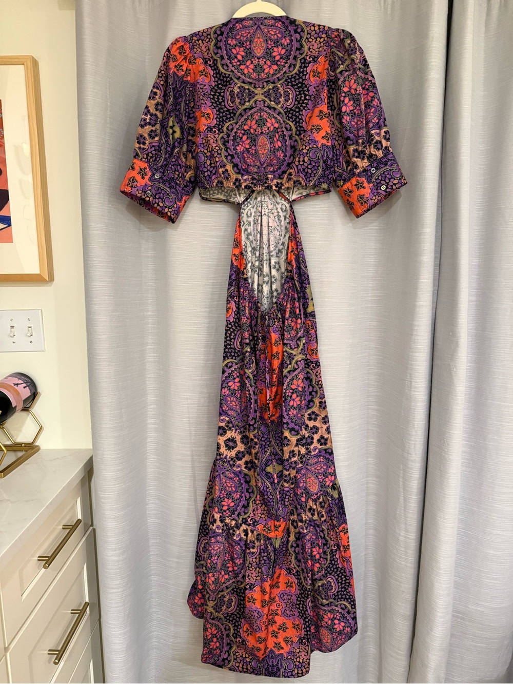 XiRENA Coral and Purple Paisley Tie-Front Maxi Dress - Picture 6 of 11